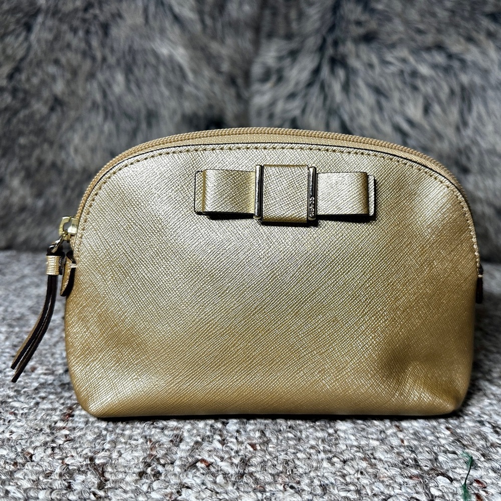 Gold makeup bag